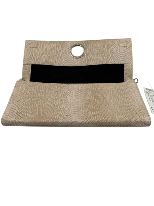 Halston Heritage Gold & Beige Leather Snake Print Clutch Glitter Bag Gold & Beige