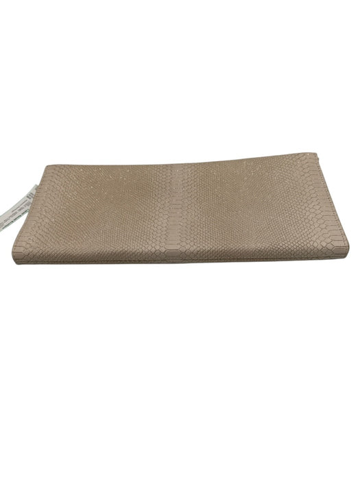 Halston Heritage Gold & Beige Leather Snake Print Clutch Glitter Bag Gold & Beige