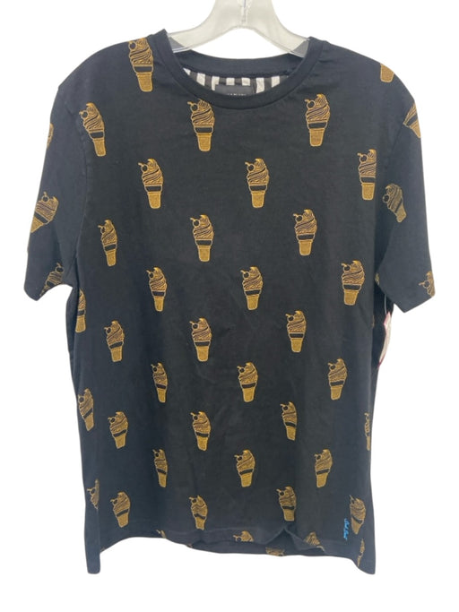Denim & Flower Size XL Black & Yellow Cotton Graphic Men's Short Sleeve Black & Yellow / XL