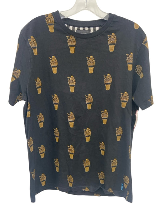 Denim & Flower Size XL Black & Yellow Cotton Graphic Men's Short Sleeve Black & Yellow / XL