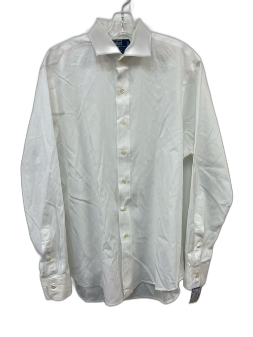 Polo Size 16.5 White Cotton Solid Button Down Men's Long Sleeve Shirt White / 16.5