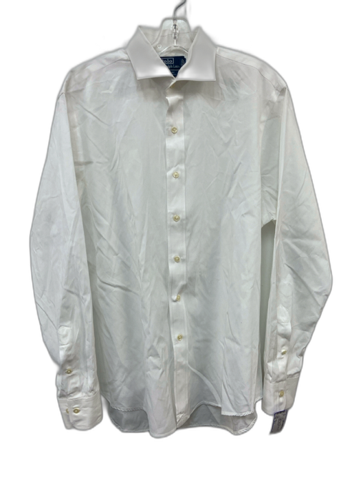 Polo Size 16.5 White Cotton Solid Button Down Men's Long Sleeve Shirt White / 16.5