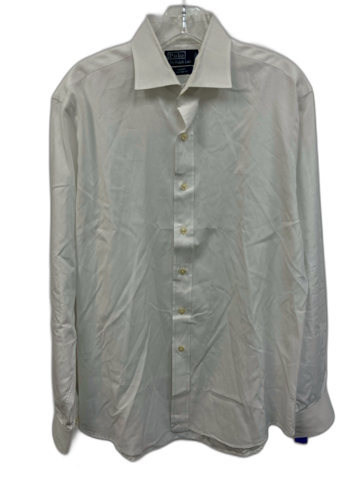 Polo Size 16.5 White Cotton Solid Button Down Men's Long Sleeve Shirt White / 16.5