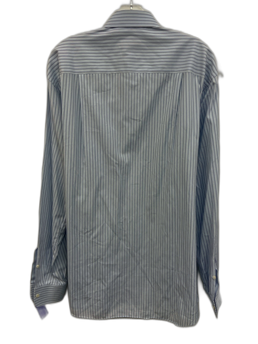 Ermenegildo Zegna Size 15.5 Blue & White Striped Button Down Long Sleeve Shirt Blue & White / 15.5