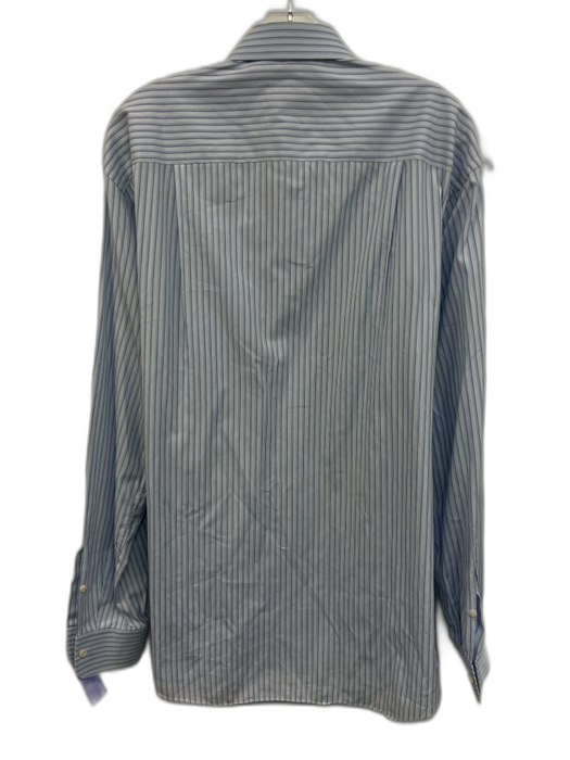 Ermenegildo Zegna Size 15.5 Blue & White Striped Button Down Long Sleeve Shirt Blue & White / 15.5