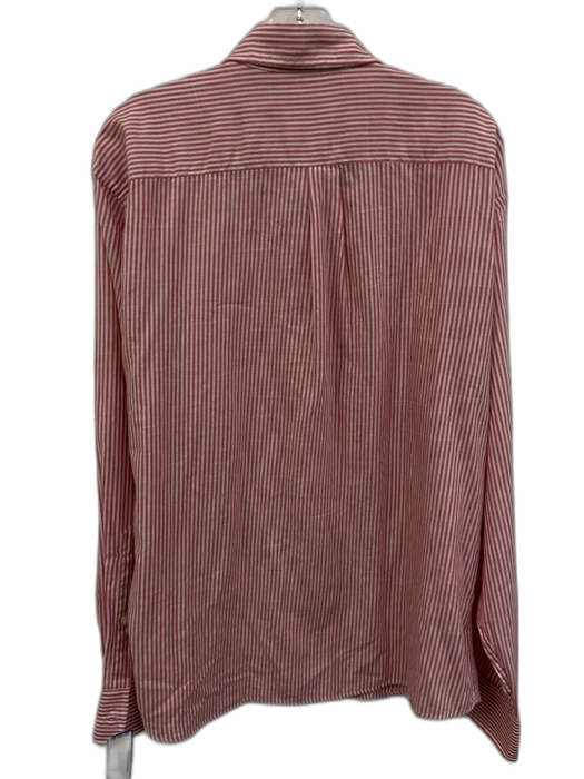 Peter Millar Size XL Red & White Cotton Striped Button Down Long Sleeve Shirt Red & White / XL