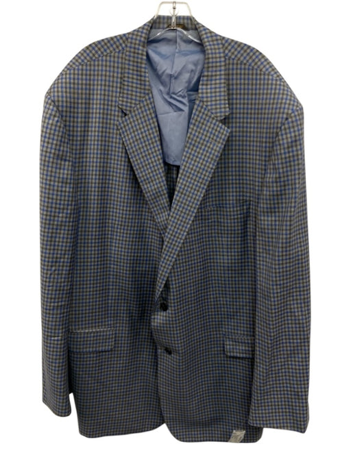Hamilton Blue & Gray Wool Plaid 2 Button Men's Blazer Blue & Gray / Est XXL