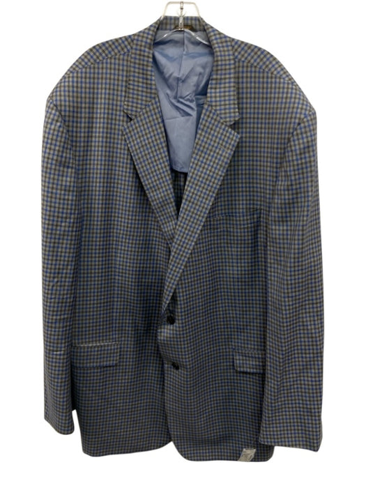 Hamilton Blue & Gray Wool Plaid 2 Button Men's Blazer Blue & Gray / Est XXL