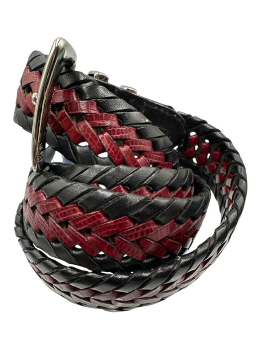 No Brand Black & Red Leather Men's Belt Black & Red