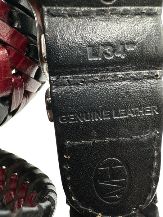 No Brand Black & Red Leather Men's Belt Black & Red