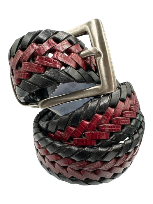No Brand Black & Red Leather Men's Belt Black & Red