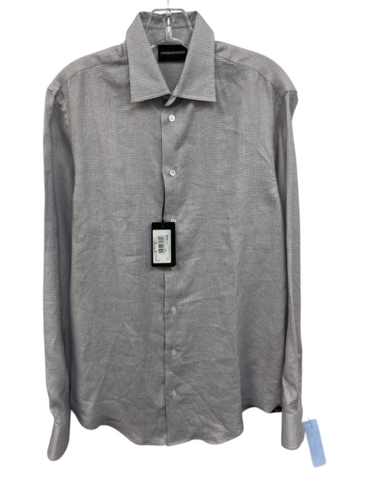 Emporio Armani NWT Size S White & Purple Linen All Over Print Long Sleeve Shirt White & Purple / S