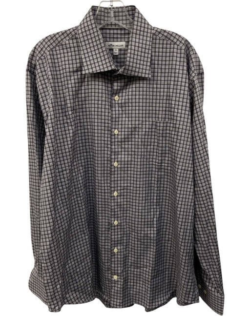 Peter Millar Size XL White & Multi Cotton Plaid Button Down Long Sleeve Shirt White & Multi / XL