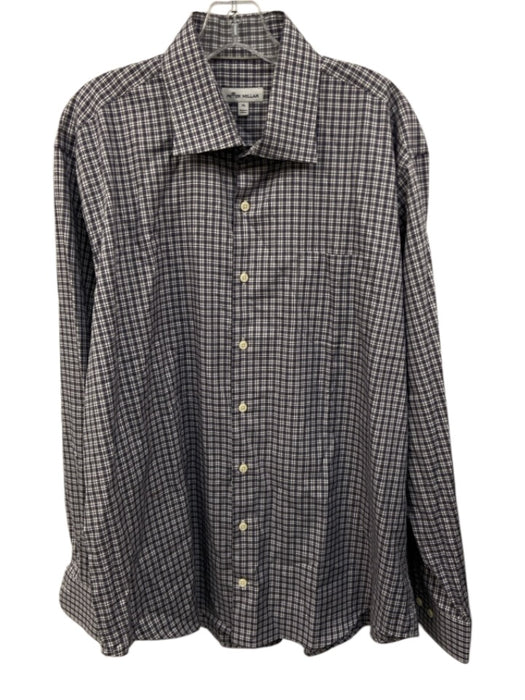Peter Millar Size XL White & Multi Cotton Plaid Button Down Long Sleeve Shirt White & Multi / XL