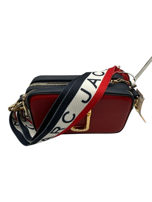 Marc Jacobs Red, White, Navy Leather Gold hardware Zip Close Crossbody Bag Red, White, Navy