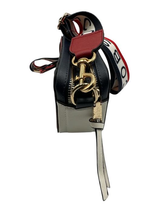 Marc Jacobs Red, White, Navy Leather Gold hardware Zip Close Crossbody Bag Red, White, Navy