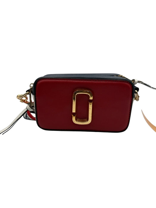 Marc Jacobs Red, White, Navy Leather Gold hardware Zip Close Crossbody Bag Red, White, Navy