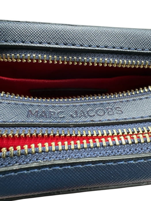 Marc Jacobs Red, White, Navy Leather Gold hardware Zip Close Crossbody Bag Red, White, Navy