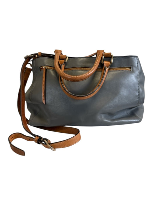 Dooney & Bourke Gray & Brown Leather Crossbody Strap Magnetic Close Bag Gray & Brown / M