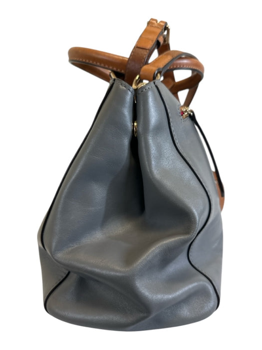 Dooney & Bourke Gray & Brown Leather Crossbody Strap Magnetic Close Bag Gray & Brown / M
