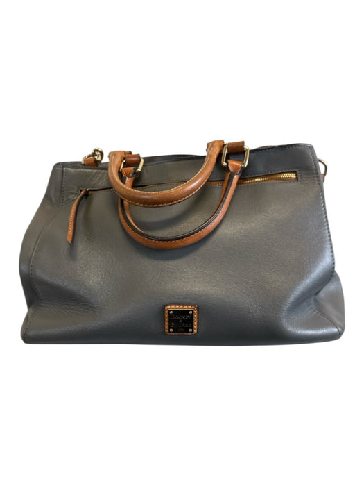 Dooney & Bourke Gray & Brown Leather Crossbody Strap Magnetic Close Bag Gray & Brown / M