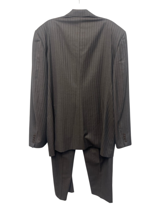 Canali Brown & White Wool Striped 2 Button Men's Suit Brown & White / 54