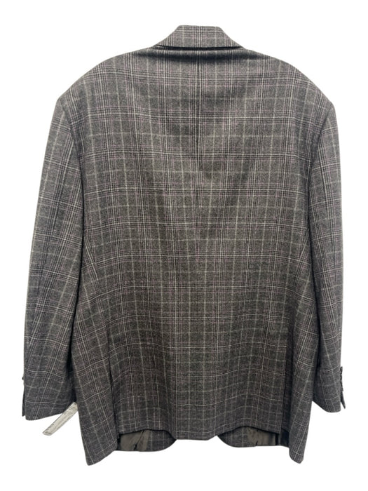 Pal Zileri Gray & Purple Wool Blend Plaid 2 Button Men's Blazer Gray & Purple / 54R