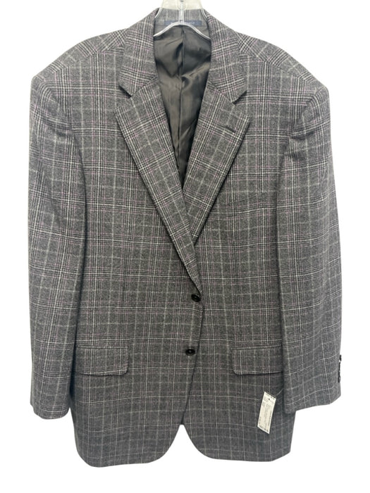 Pal Zileri Gray & Purple Wool Blend Plaid 2 Button Men's Blazer Gray & Purple / 54R