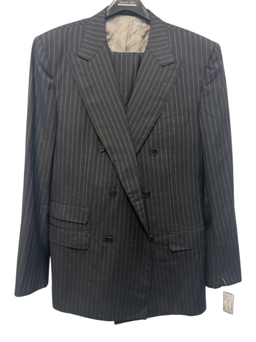 Ravazzolo Gray Wool Striped Double Breasted Men's Suit Gray / 56L