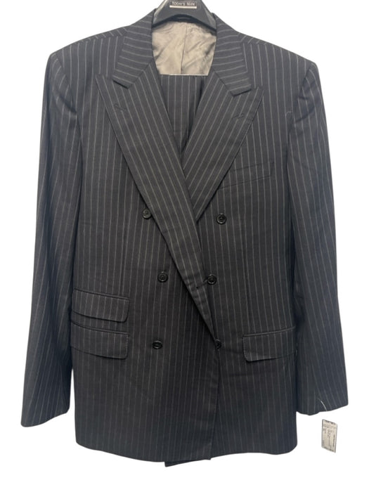 Ravazzolo Gray Wool Striped Double Breasted Men's Suit Gray / 56L