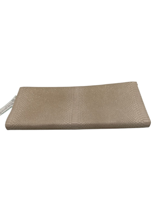 Halston Heritage Gold & Beige Leather Snake Print Clutch Glitter Bag Gold & Beige