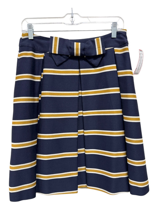 Kate Spade Size 2 Navy, Yellow, White Wool & Cotton Stripe inverted pleat Skirt Navy, Yellow, White / 2