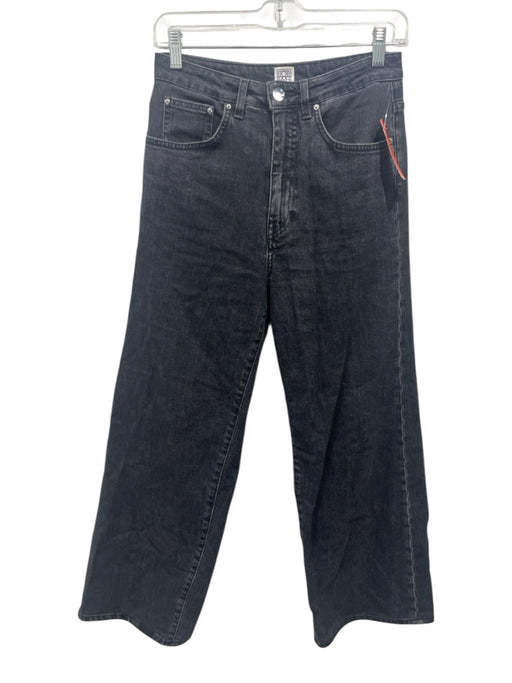 Toteme Size 27 Charcoal Black Cotton Blend Denim High Waist Wide Leg Jeans Charcoal Black / 27