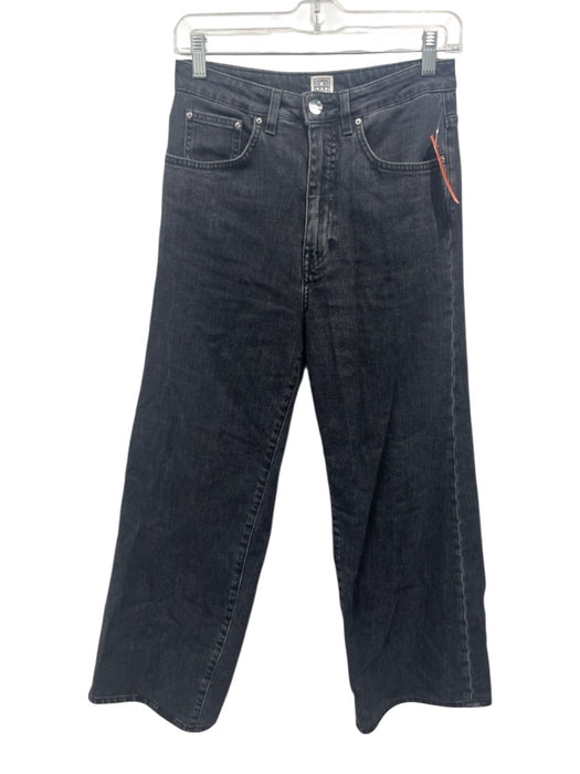 Toteme Size 27 Charcoal Black Cotton Blend Denim High Waist Wide Leg Jeans Charcoal Black / 27