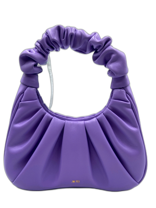 JW PEI Purple PU Leather Gathered Scrunch Detail Shoulder Bag Purple / S