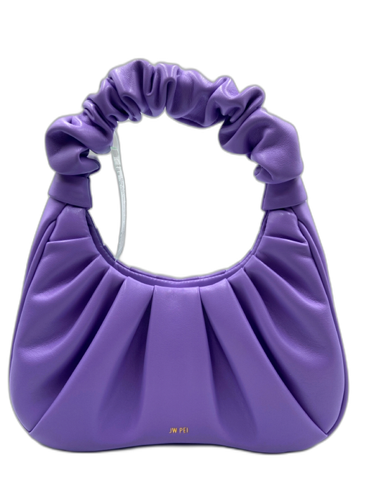 JW PEI Purple PU Leather Gathered Scrunch Detail Shoulder Bag Purple / S