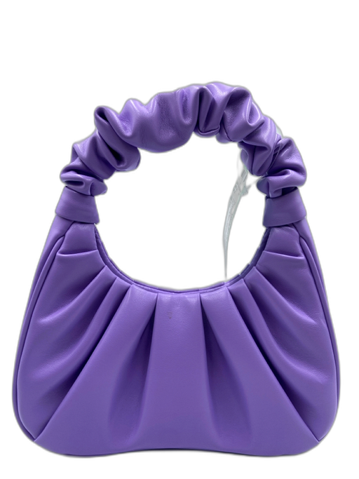 JW PEI Purple PU Leather Gathered Scrunch Detail Shoulder Bag Purple / S
