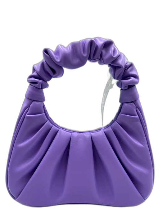 JW PEI Purple PU Leather Gathered Scrunch Detail Shoulder Bag Purple / S