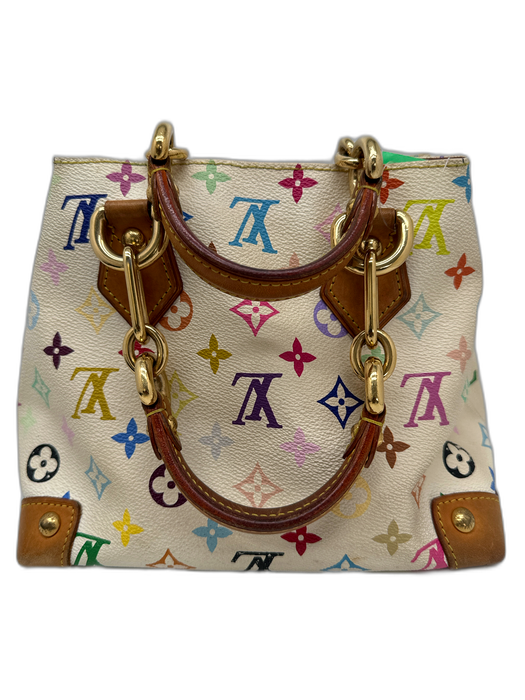 Louis Vuitton Dark Brown Leather Monogram Silver Tone Hardware Zip Top Bag Dark Brown