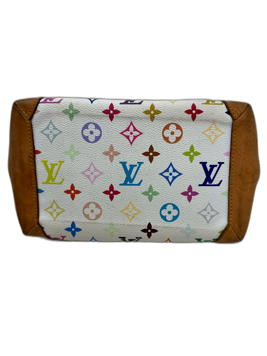 Louis Vuitton Dark Brown Leather Monogram Silver Tone Hardware Zip Top Bag Dark Brown