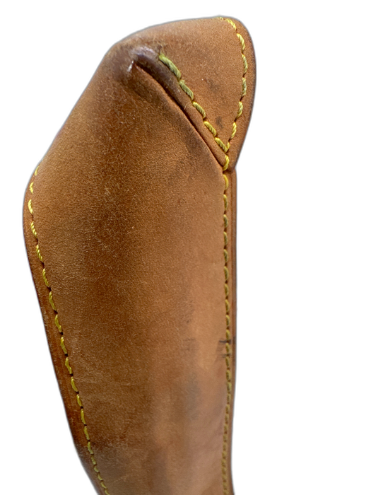 Louis Vuitton Dark Brown Leather Monogram Silver Tone Hardware Zip Top Bag Dark Brown