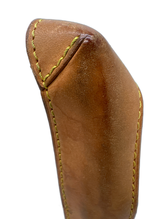 Louis Vuitton Dark Brown Leather Monogram Silver Tone Hardware Zip Top Bag Dark Brown