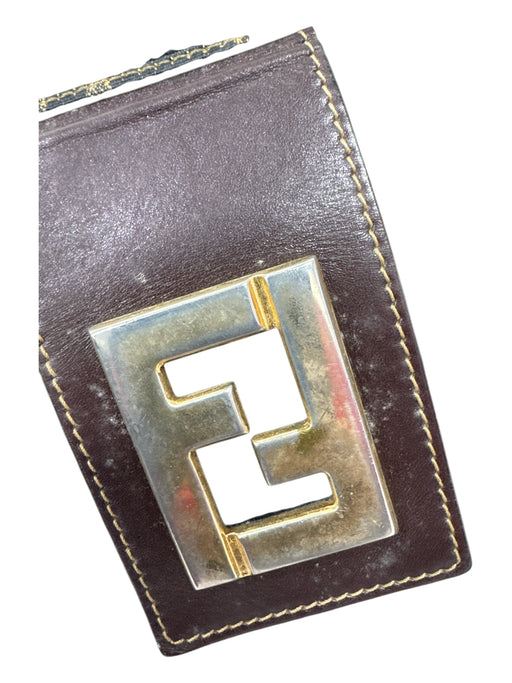 Fendi Brown & Black Canvas Leather Accent Gold Tone Hardware Monogram Bag Brown & Black