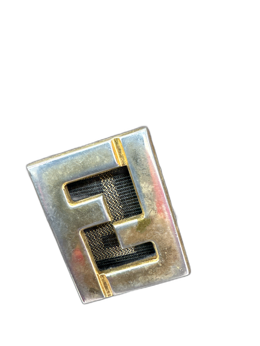 Fendi Brown & Black Canvas Leather Accent Gold Tone Hardware Monogram Bag Brown & Black