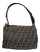 Fendi Brown & Black Canvas Leather Accent Gold Tone Hardware Monogram Bag Brown & Black