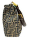 Fendi Brown & Black Canvas Leather Accent Gold Tone Hardware Monogram Bag Brown & Black