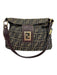 Fendi Brown & Black Canvas Leather Accent Gold Tone Hardware Monogram Bag Brown & Black