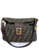 Fendi Brown & Black Canvas Leather Accent Gold Tone Hardware Monogram Bag Brown & Black