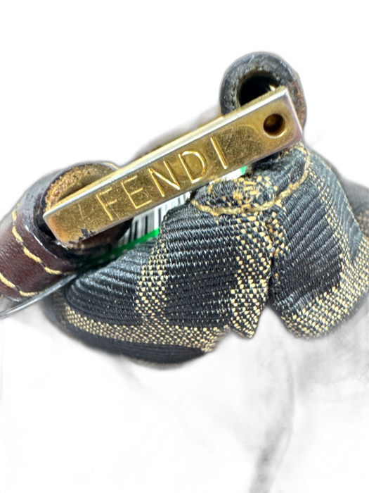 Fendi Brown & Black Canvas Leather Accent Gold Tone Hardware Monogram Bag Brown & Black