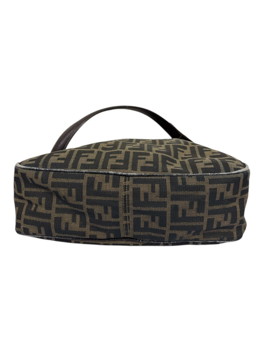 Fendi Brown & Black Canvas Leather Accent Gold Tone Hardware Monogram Bag Brown & Black